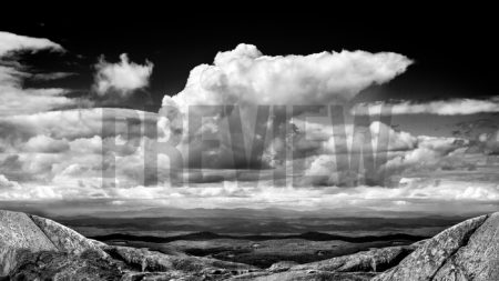 Clouds Over Monadnock, a black and white stock photograph.